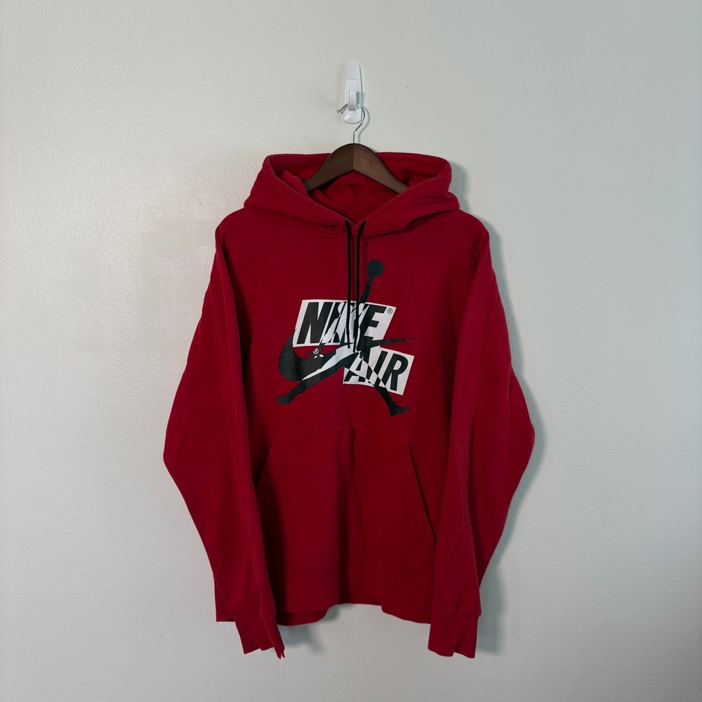 Jordan Nike Air Jumpman Mashup Hoodie Mens Large Red Pullover Sweatshirt L